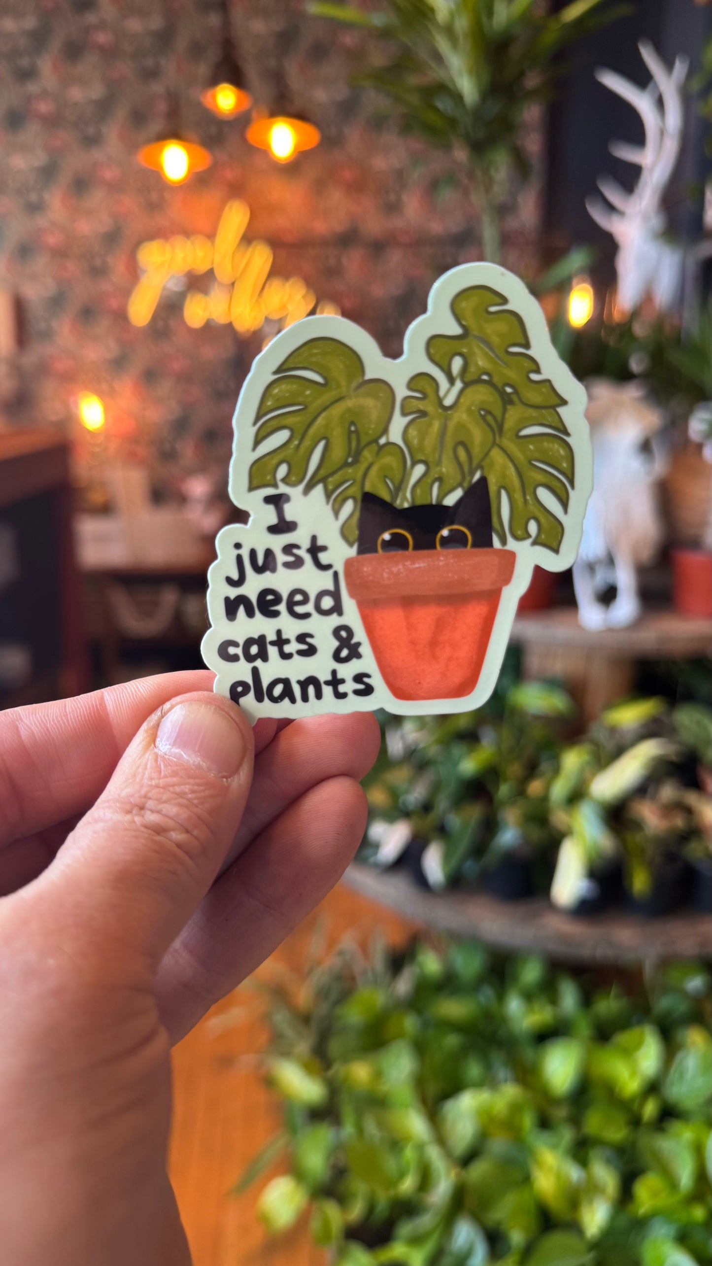 ‘Plants and Cats’ Sticker