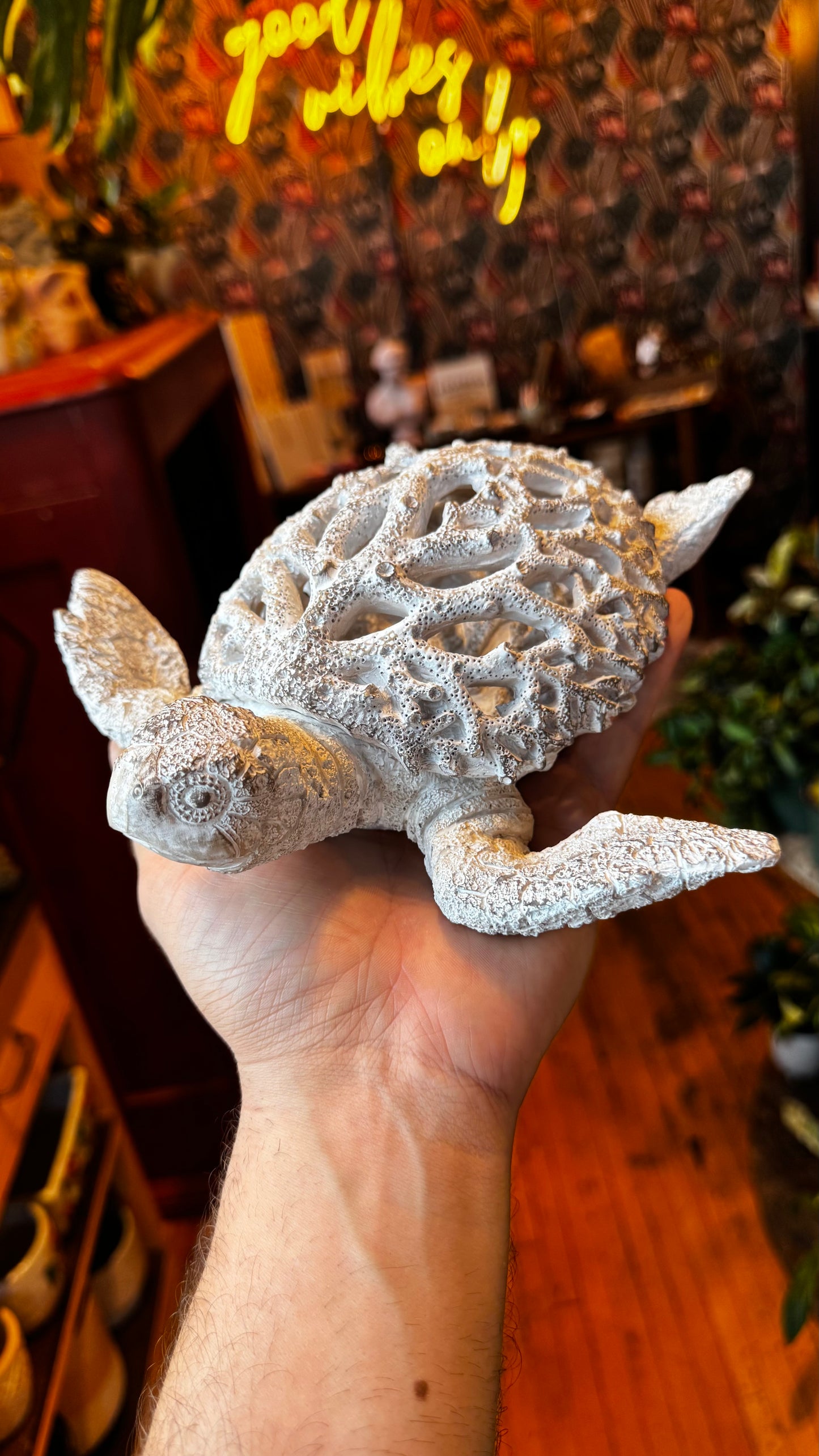 Coral Turtle Sculpture