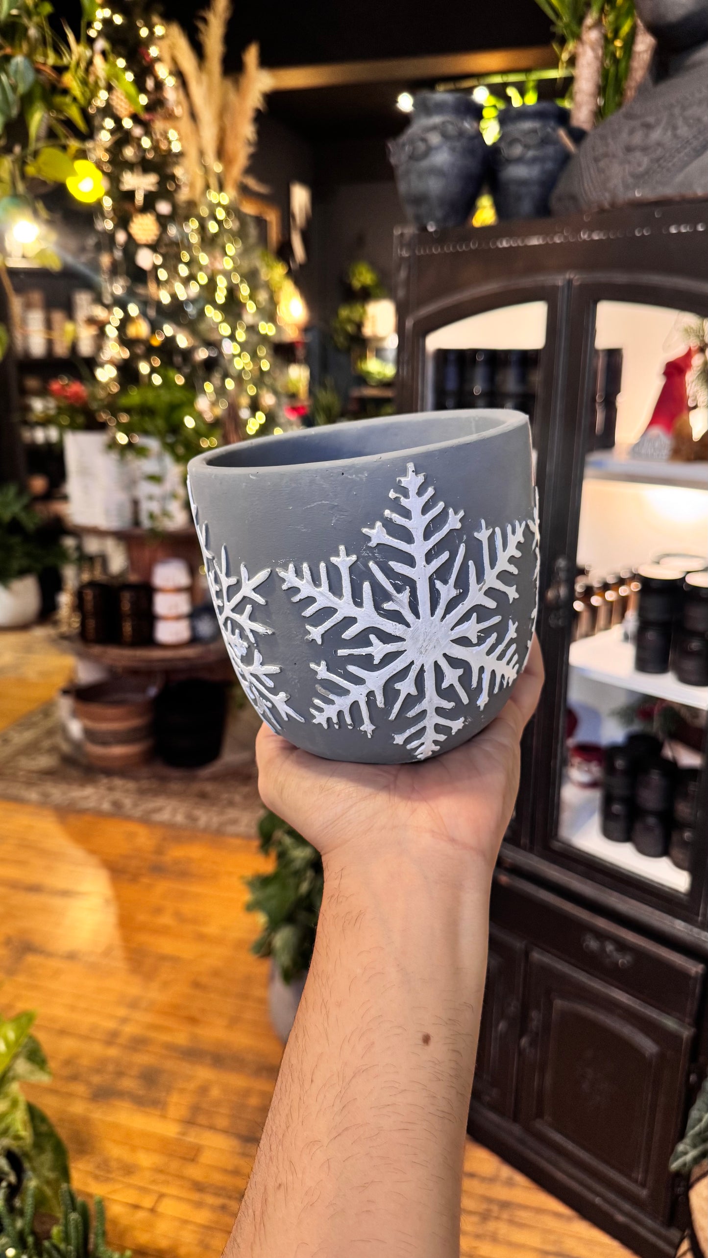 4.5” Slate Grey Snowflake Planter