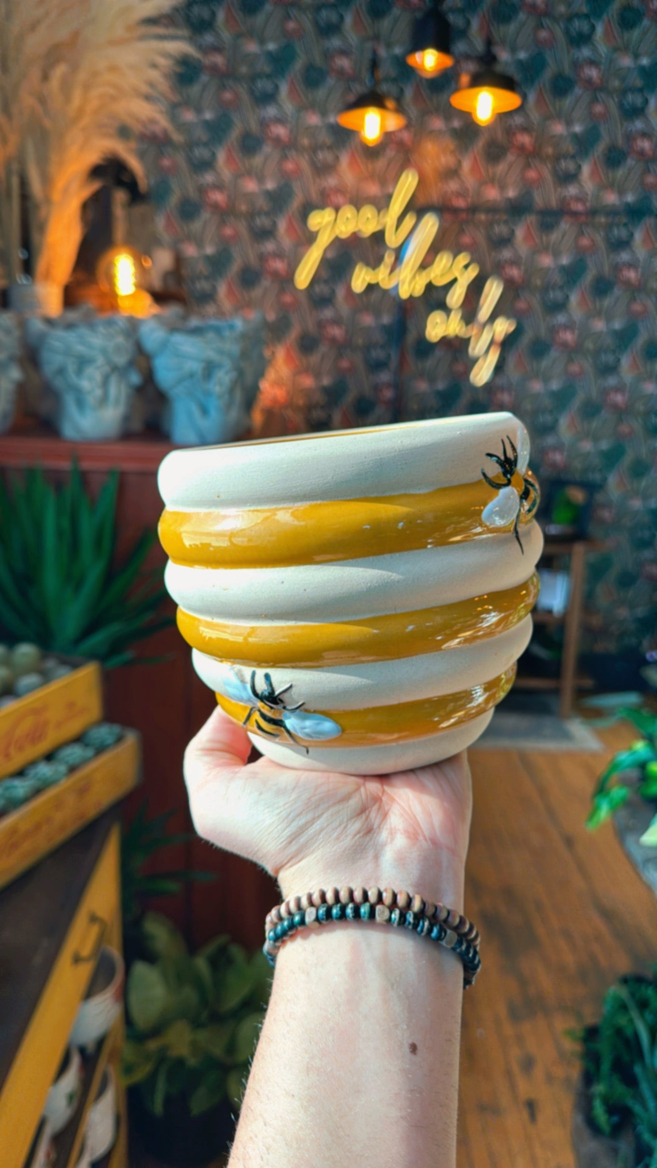 5.5” Honeycomb Bee Planter