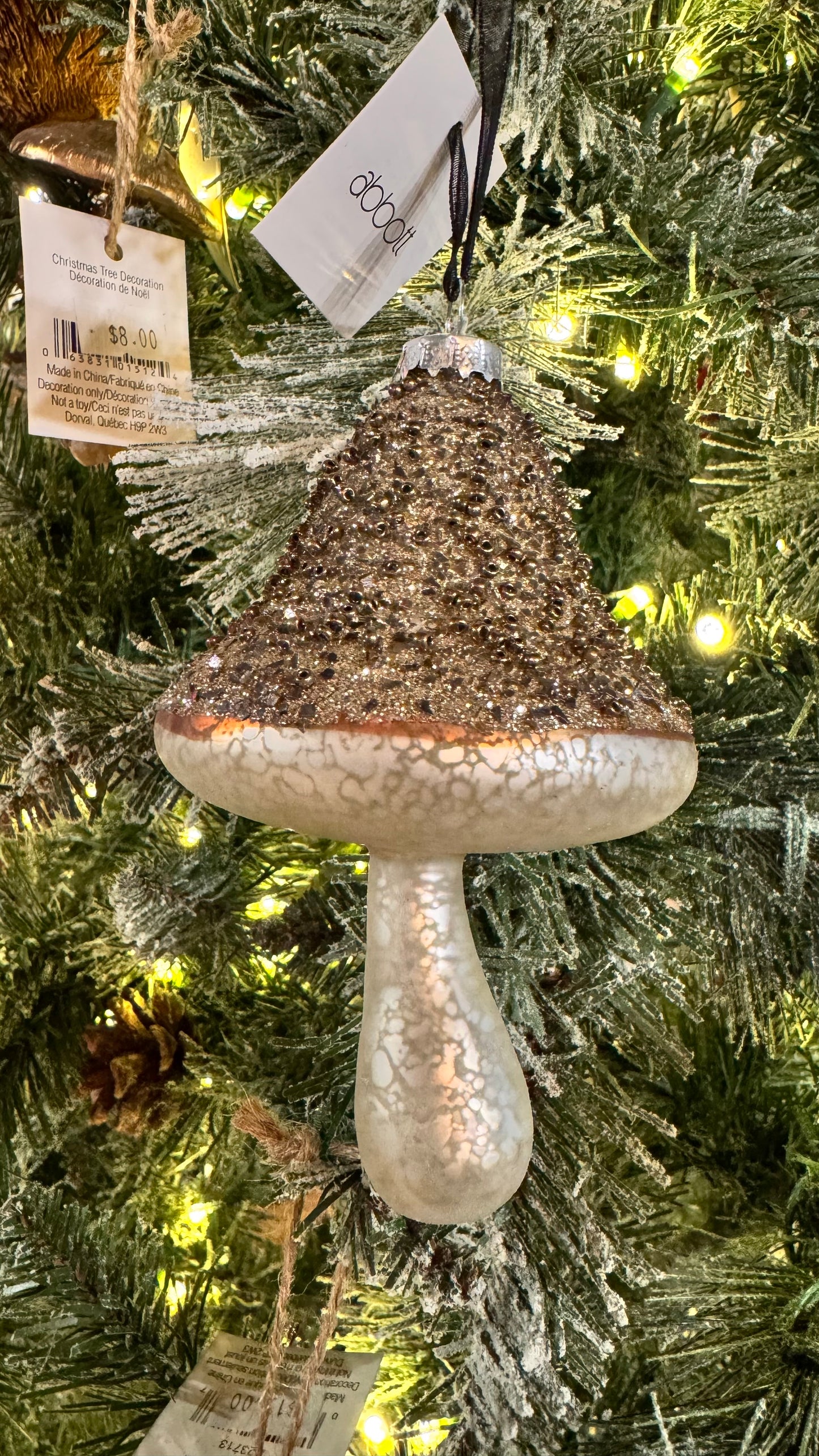 Sparkle Top Mushroom - Glass Christmas Ornament