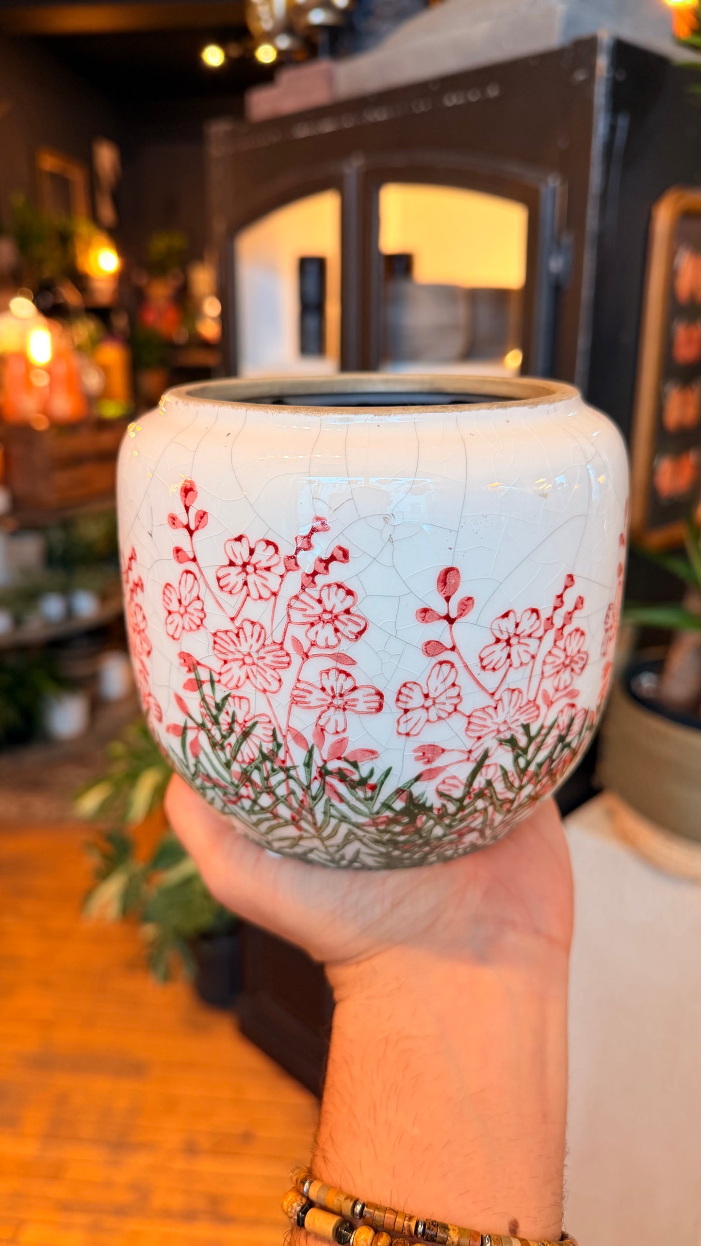 5” Rounded Maroon Flower Fields Planter