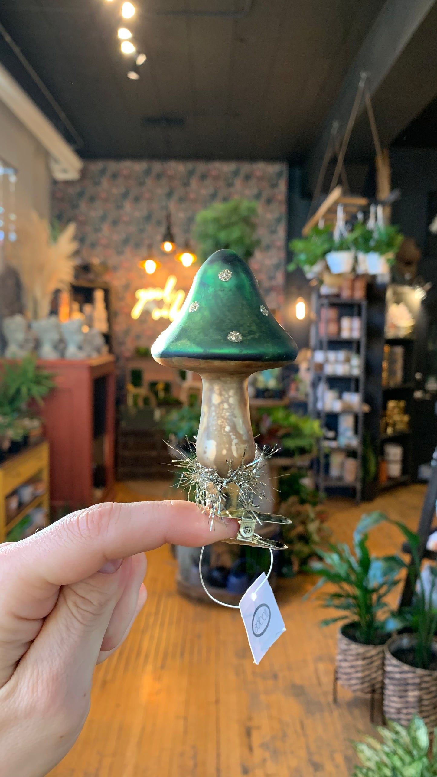 Mushroom Clip Ornament - Green