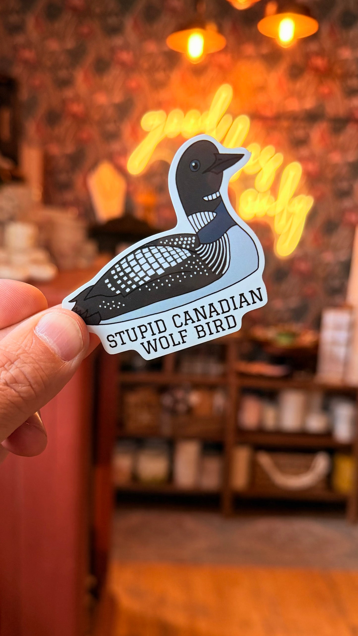 ‘Stupid Canadian Wolf Bird’ Sticker
