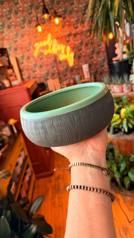 Teal Roxette Low Bowl - Planter