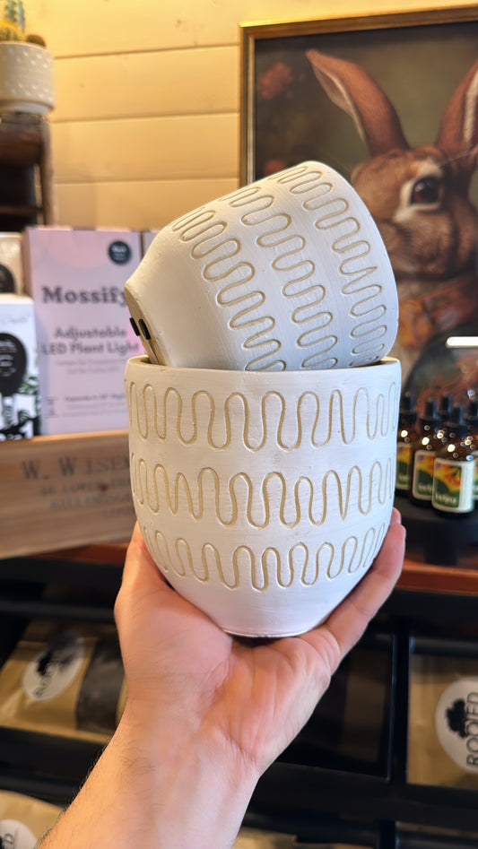 White Curved Line Planter Collection