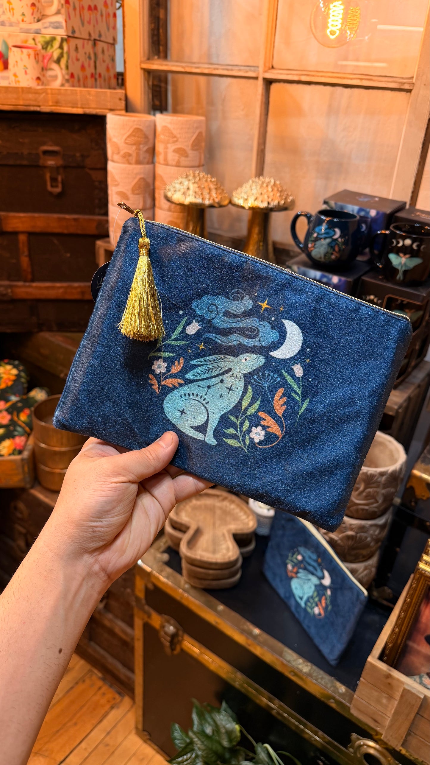 Moonlit Hare Velvet Bag