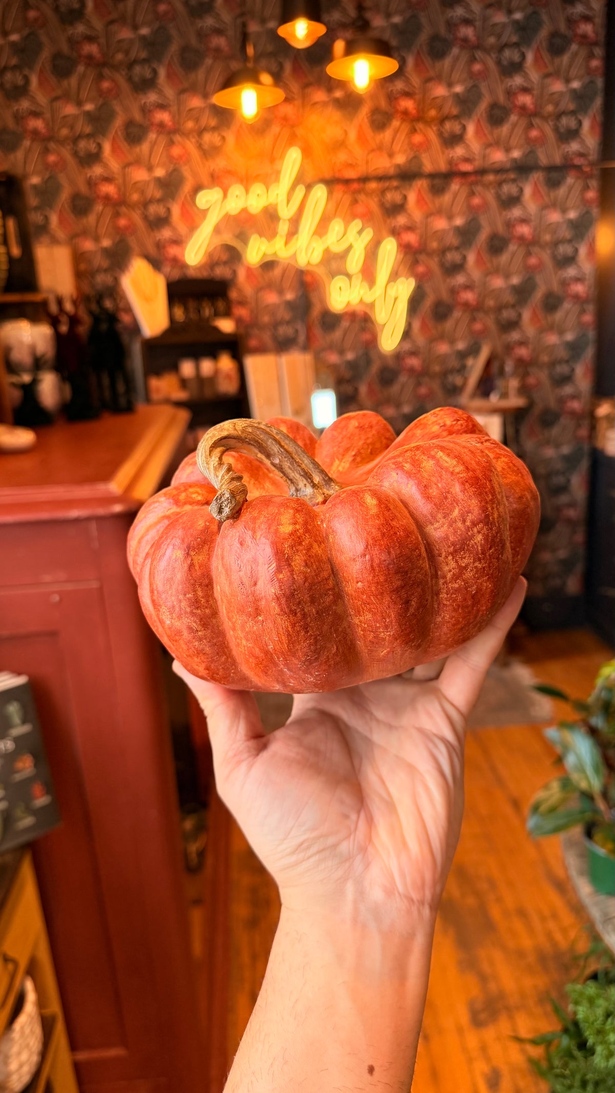 Rustic Ceramic Pumpkin - Dark Orange