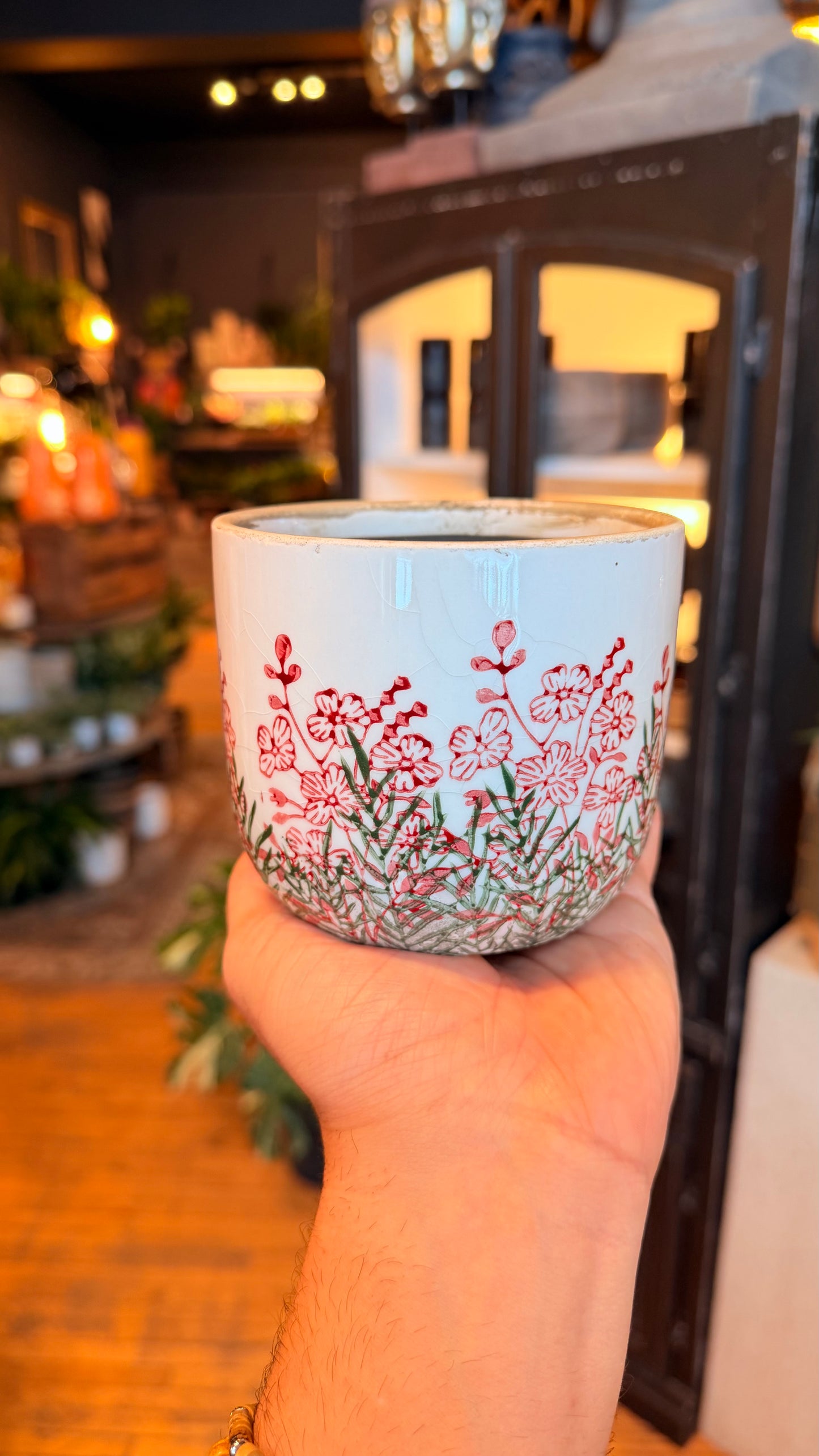 4.5” Maroon Flower Fields Planter