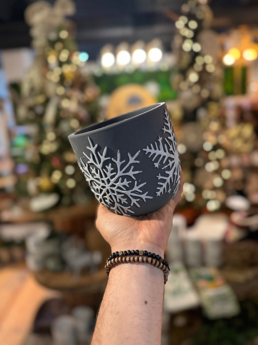 5” Slate Grey Snowflake Planter