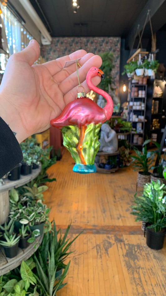 Festive Flamingo Holiday Ornament