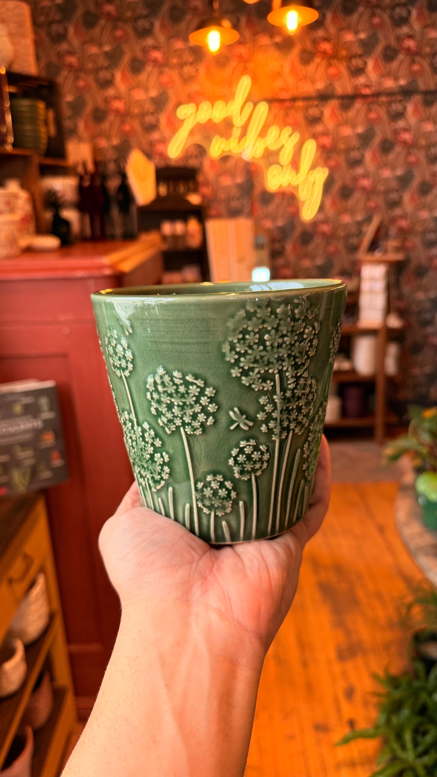 5” Dragonflies and Dandelions Planter