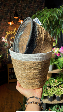 Black and White Jute Baskets