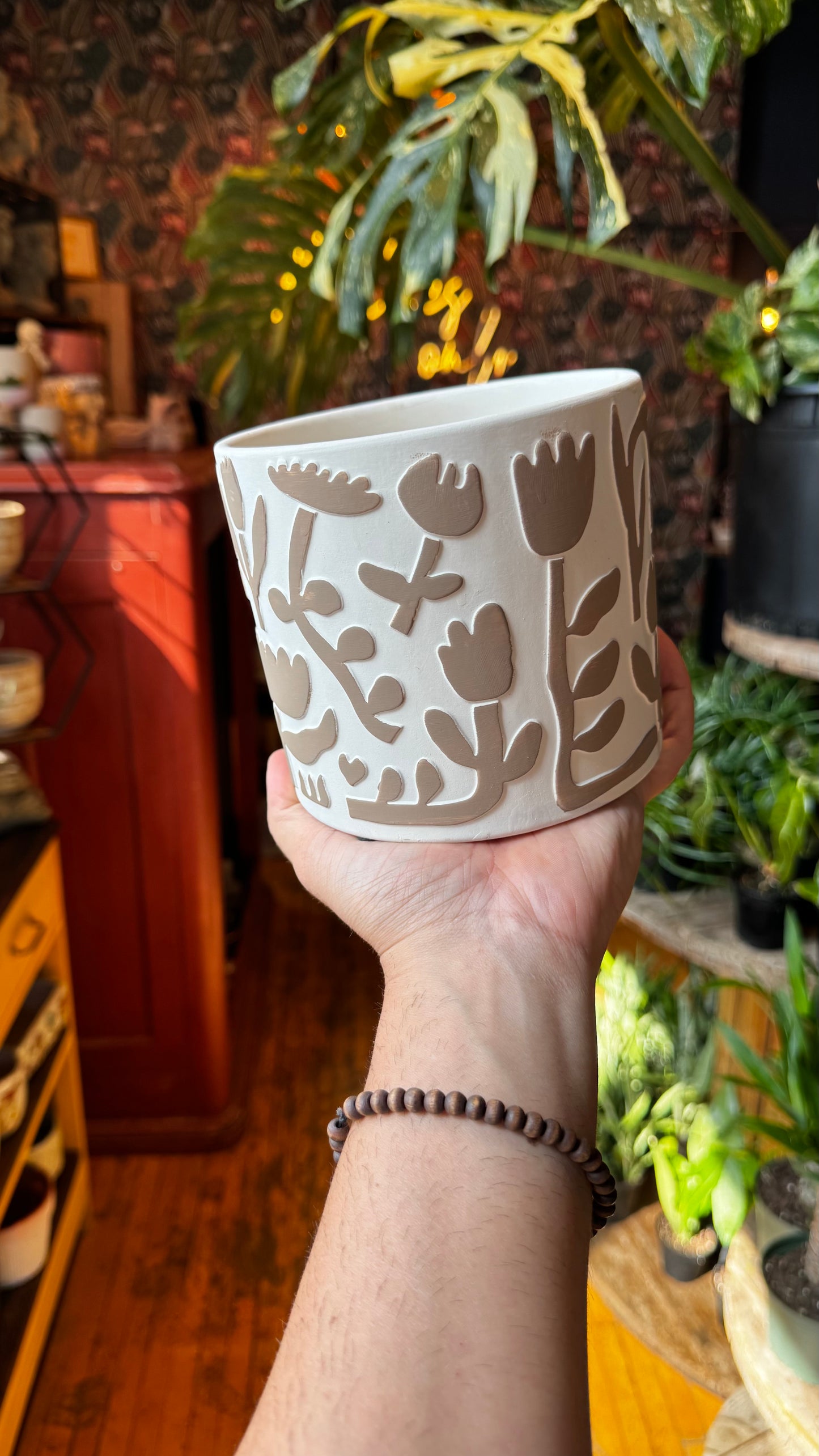 5” White Zinnia Planter