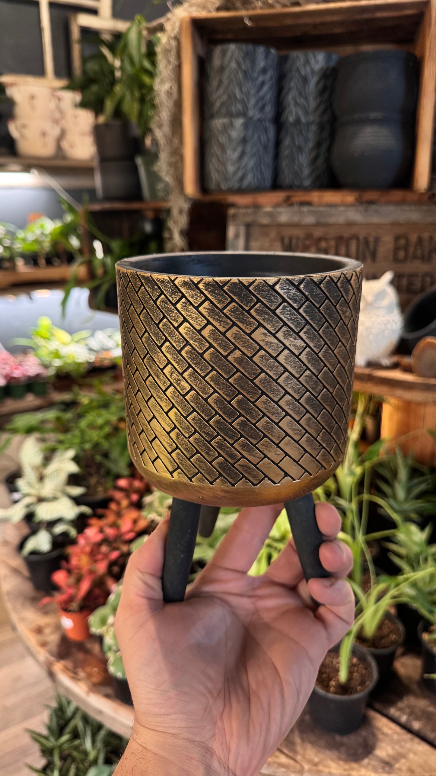 5” Bronzed Brick - Footed Planter