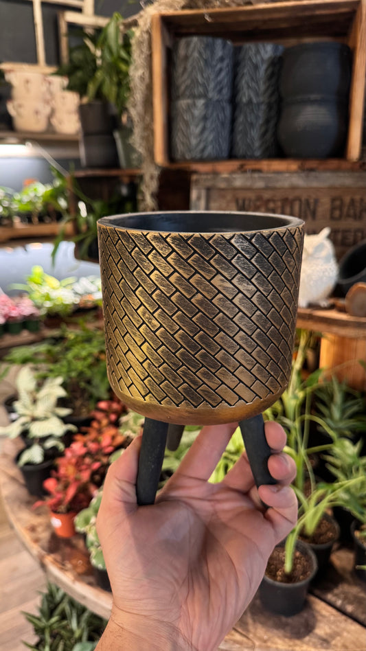 5” Bronzed Brick - Footed Planter