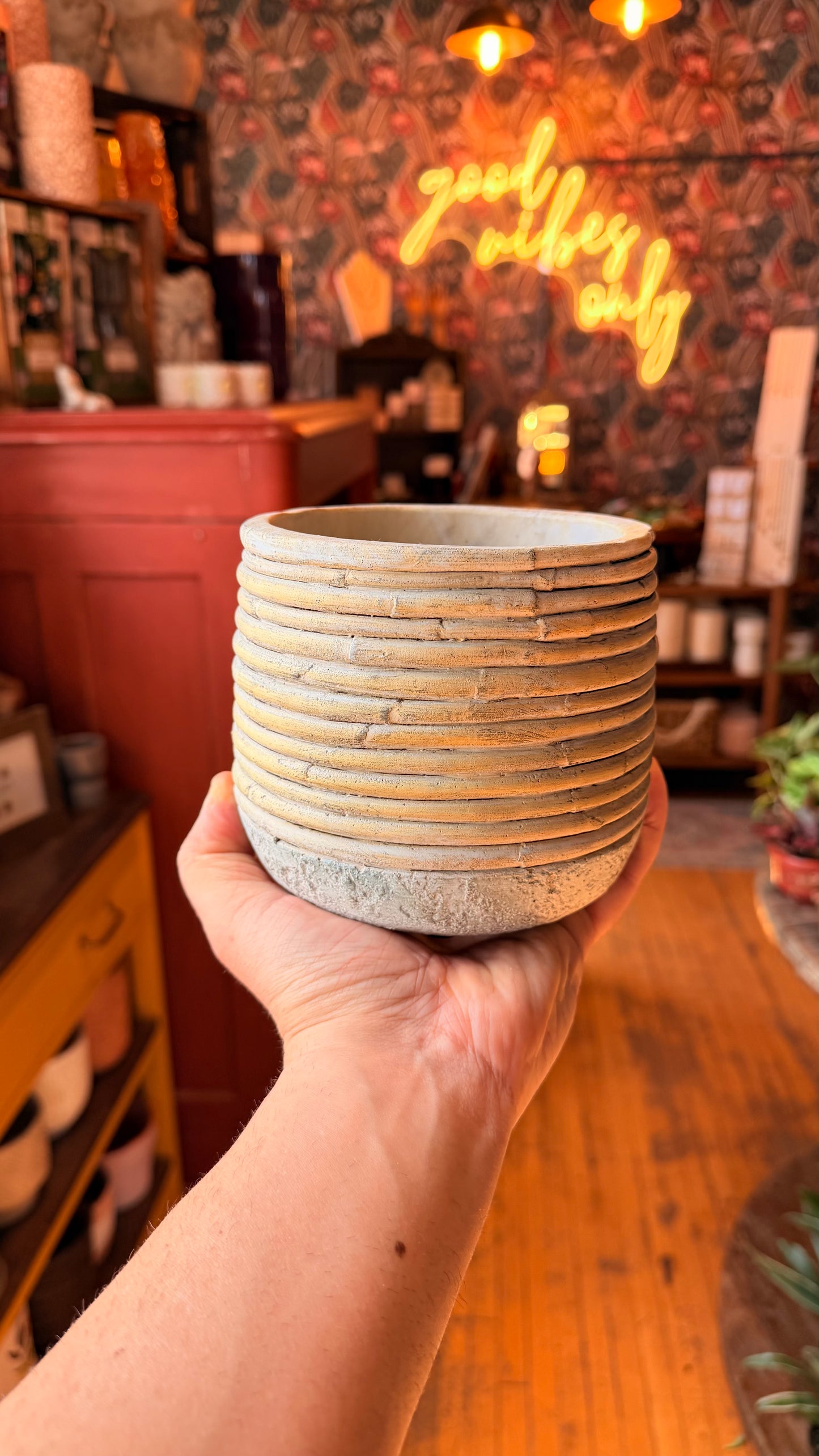 4.5” Rattan Wrap Planter