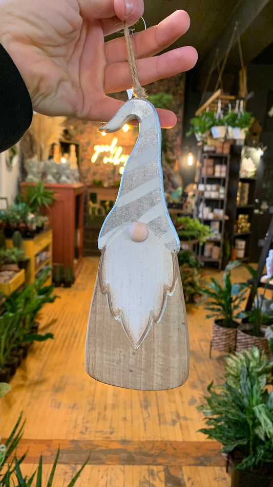 Solid Wood Gnome Holiday Ornament