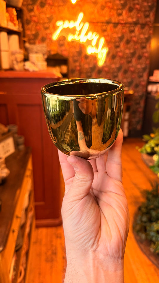 3” Bright Glitter Gold Planter