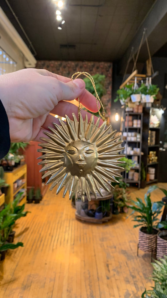 Pressed Metal Sun Holiday Ornament