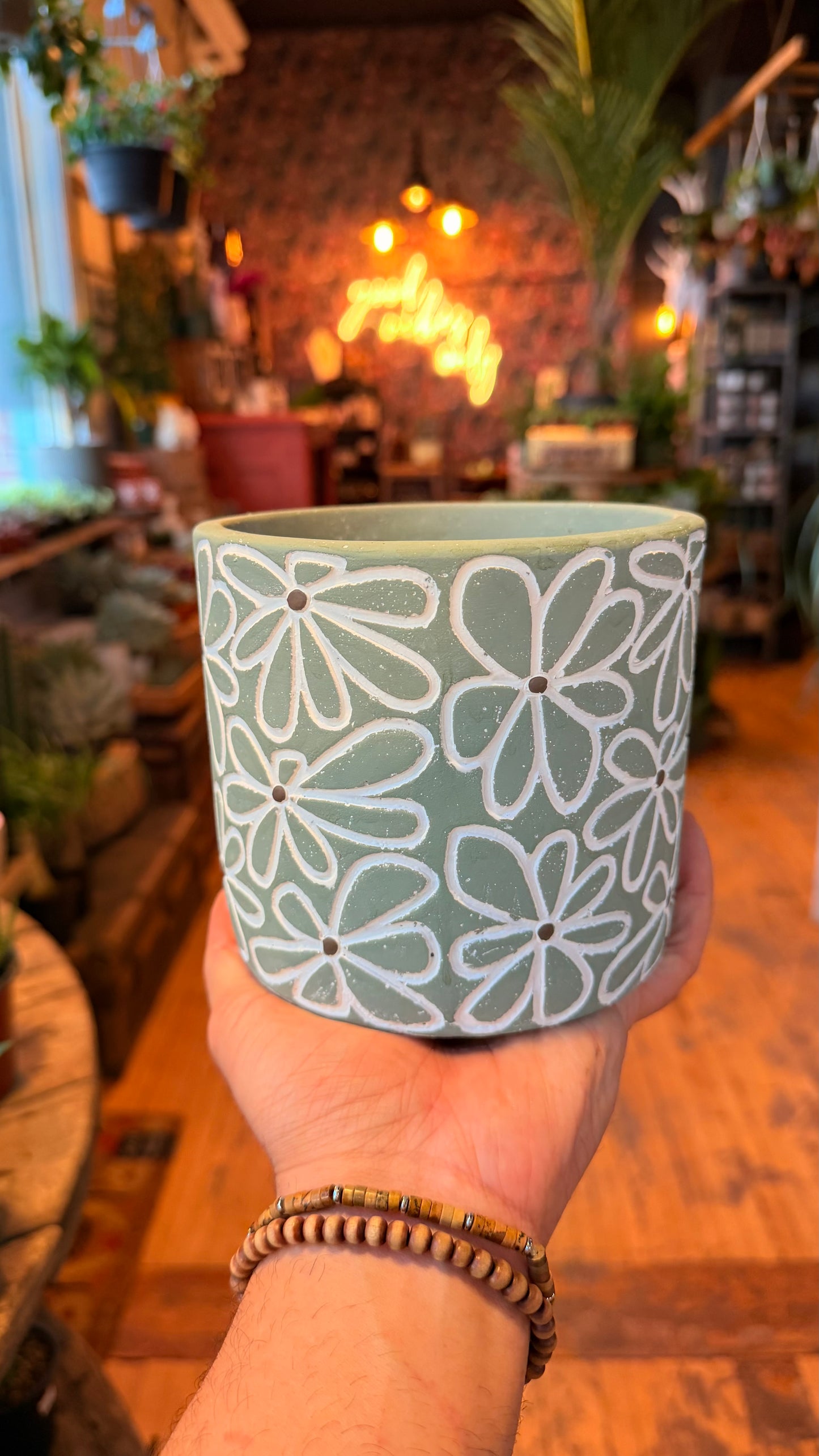 5” Green Daisy Planter