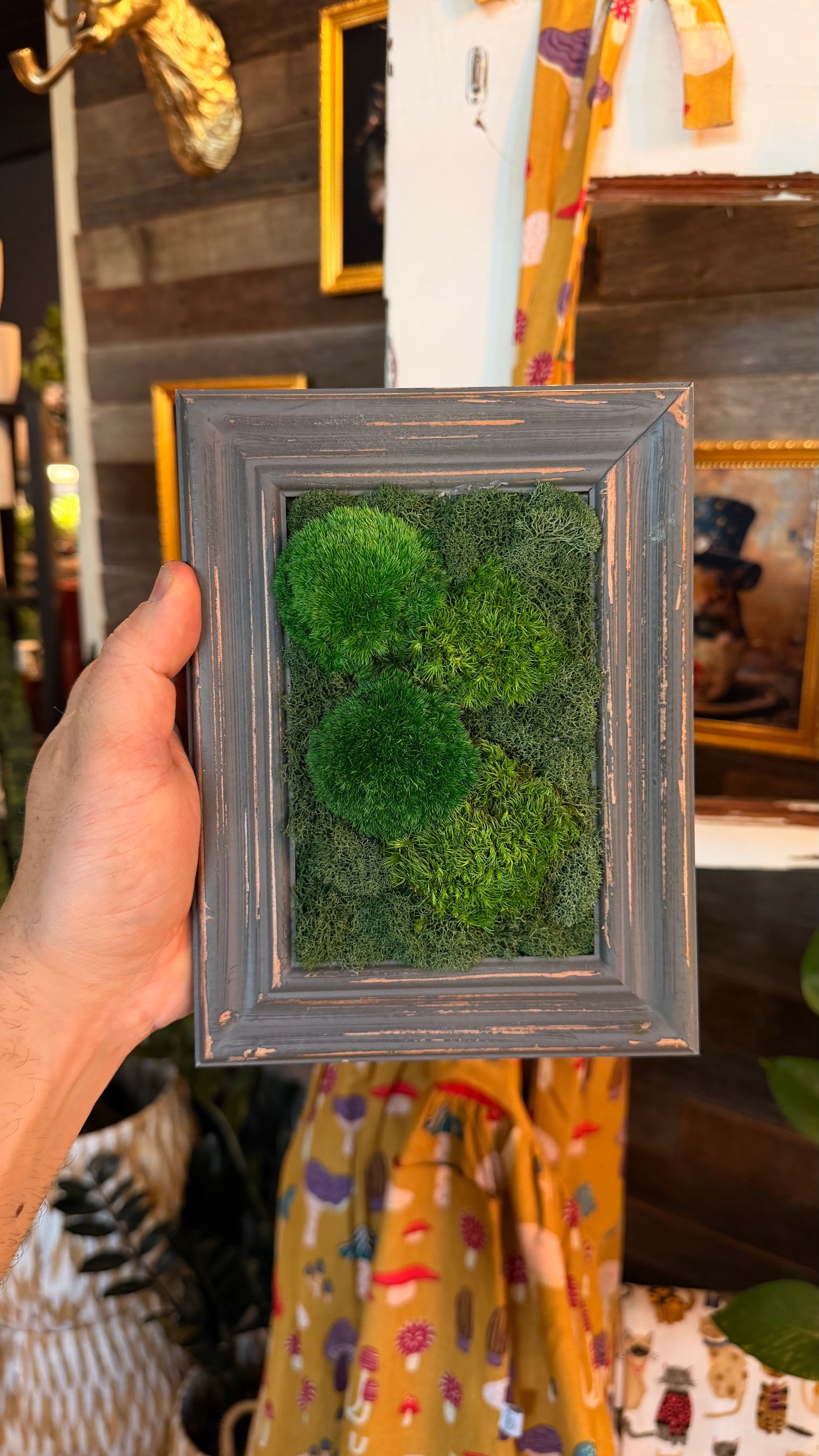 Small Vintage ‘Bleu’ Moss Art Frame