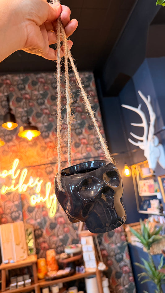 3” Hanging Skull Planter - Black