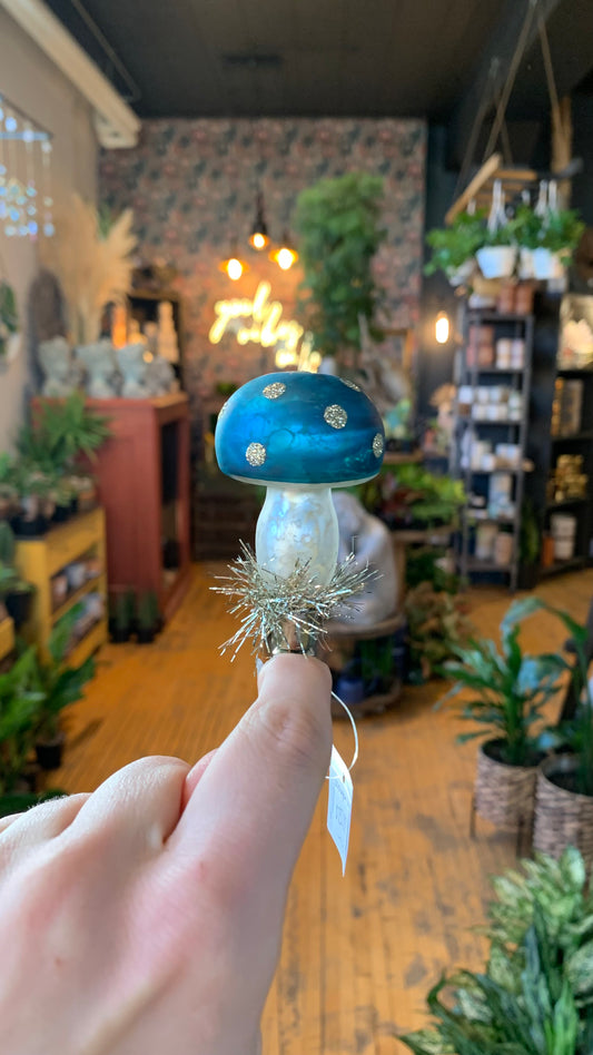 Mushroom Clip Ornament - Blue