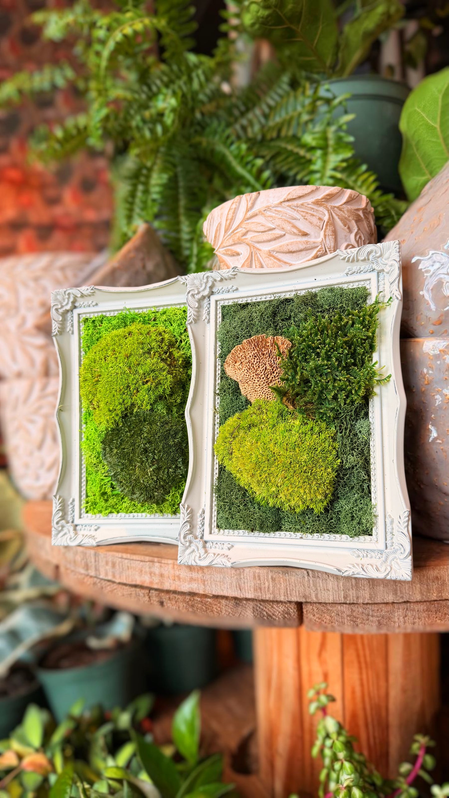Small Vintage ‘Bleu’ Moss Art Frame