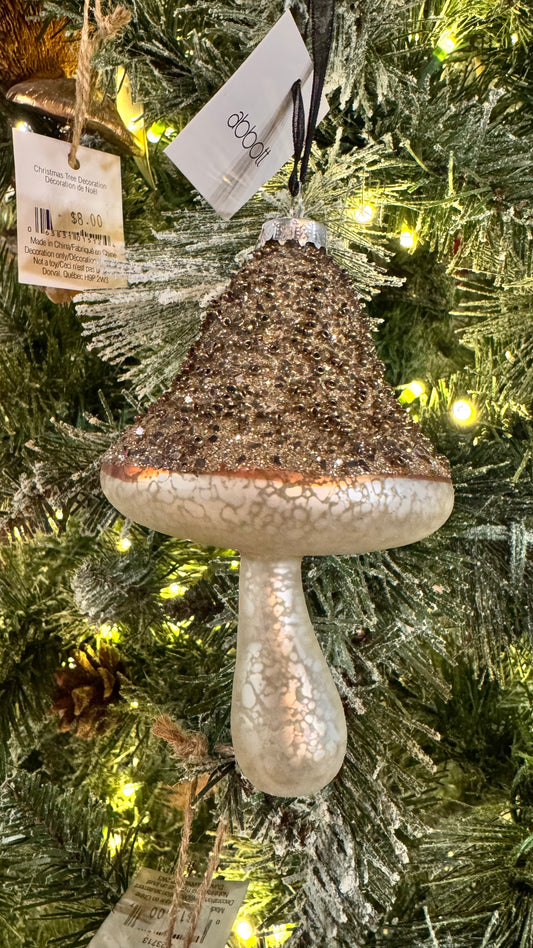 Sparkle Top Mushroom - Glass Christmas Ornament