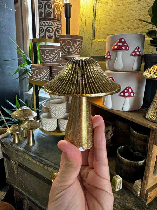 Small Golden Mushroom Metal Decor