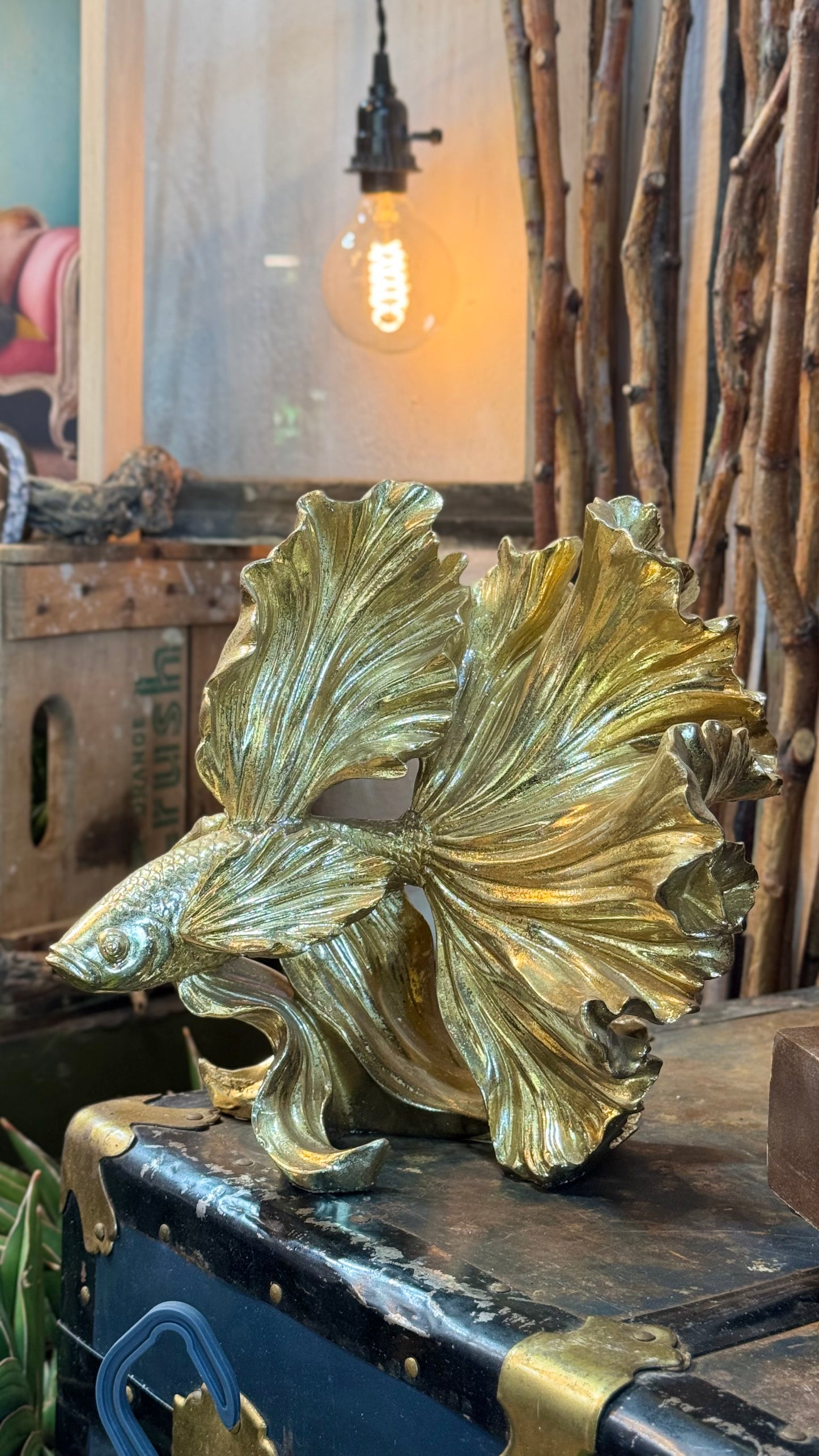 Golden Beta Fish Decor