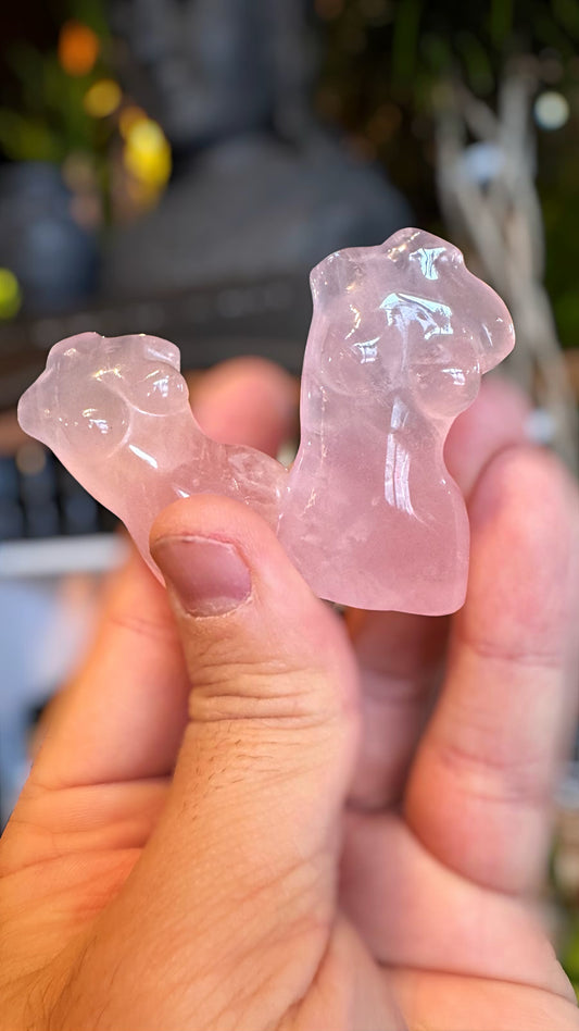 Rose Quartz Goddess Crystal Carvings