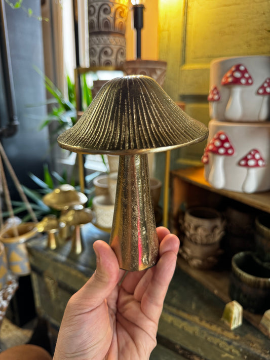 Medium Golden Mushroom Metal Decor