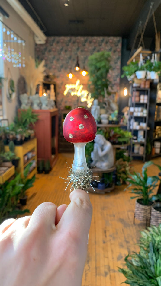 Mushroom Clip Ornament - Red