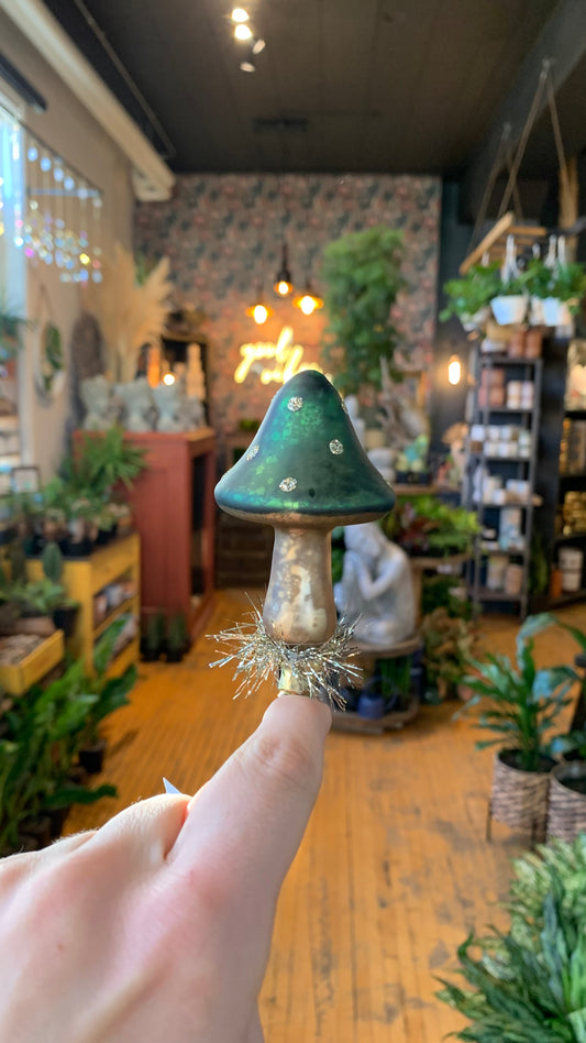 Mushroom Clip Ornament - Green