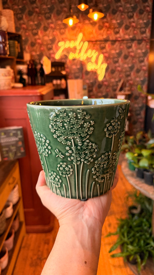 6.5” Dragonflies and Dandelions Planter