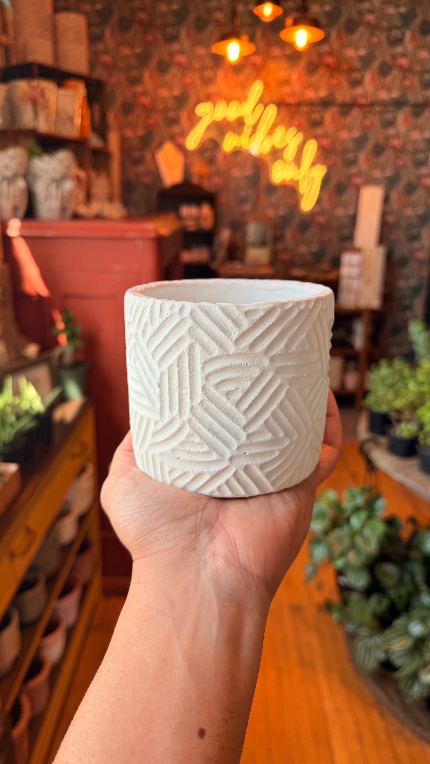 4” Deco White Planter