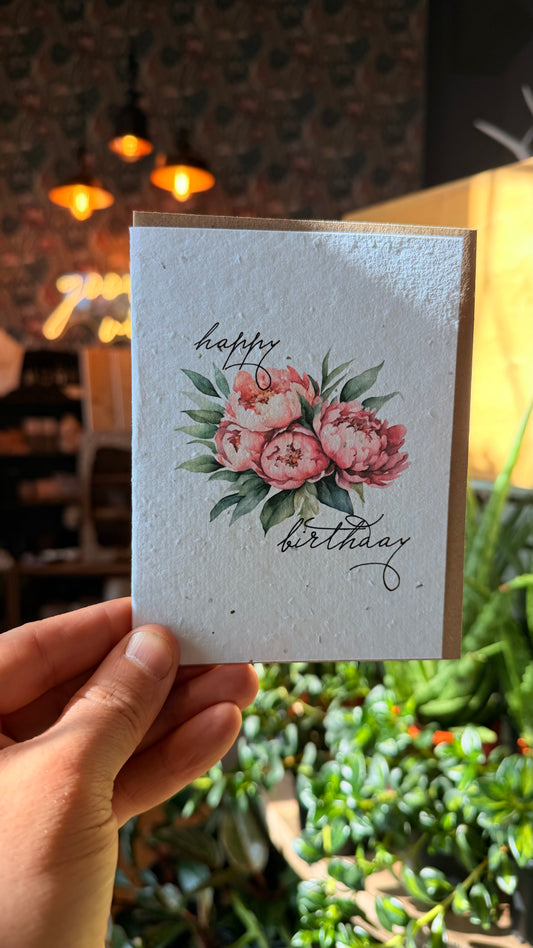 Plantable Cards - Happy Birthday Peony Flowers
