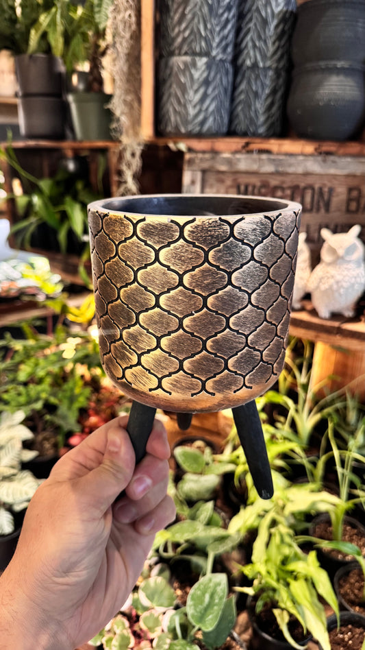 5” Bronzed Bevel - Footed Planter