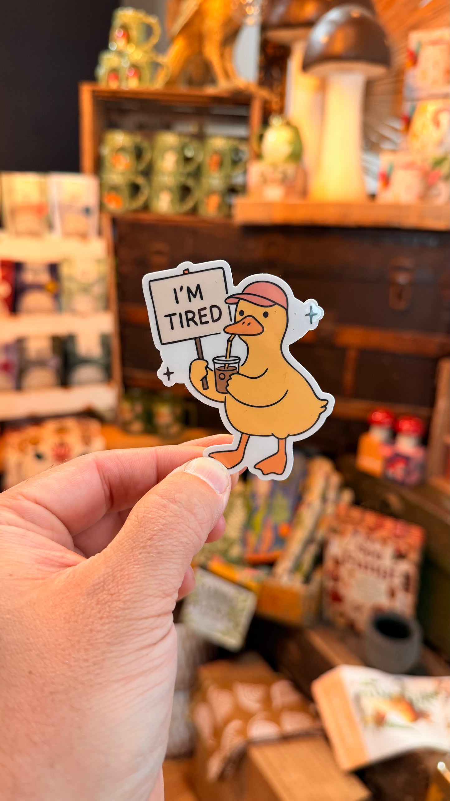 ‘I’m Tired’ Duck Sticker