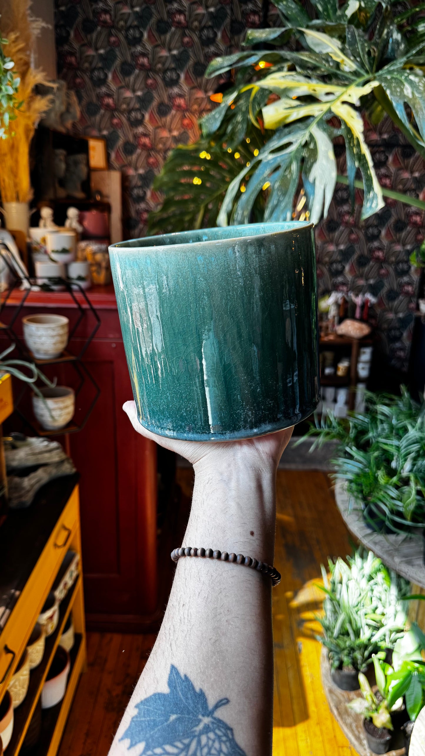 6.5” Ocean Eyes Teal Planter