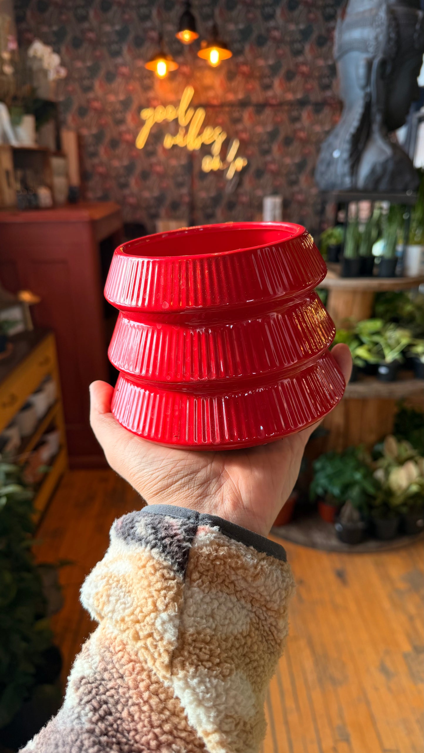 4.5” Ribbed Red Planter