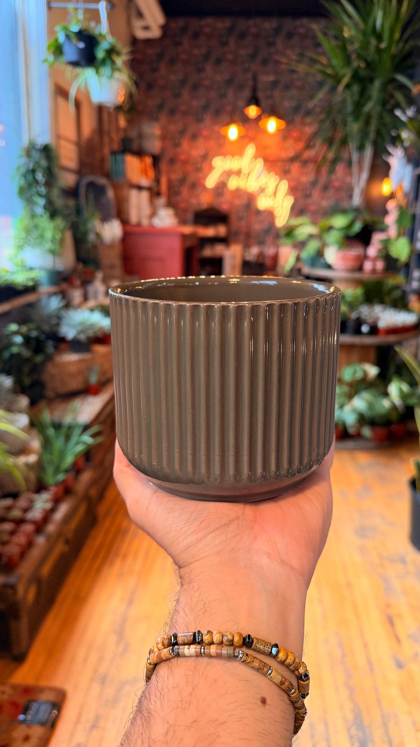 5” Clay Toned Ribbed Planter