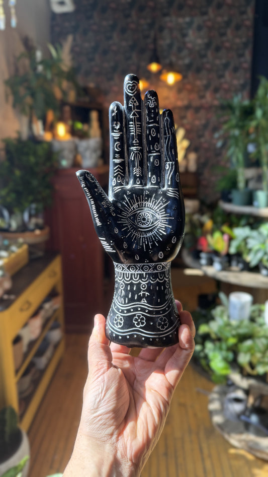 Tattooed Hand Art Ceramic - Black